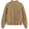 imageAelfric Eden Womens Oversized Cable Knit Fall Sweater Mock Neck Long Sleeve Knit Pullover Sweater Tops 2025Khaki