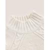 imageAelfric Eden Womens Oversized Cable Knit Fall Sweater Mock Neck Long Sleeve Knit Pullover Sweater Tops 2025White