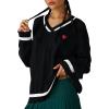 imageAelfric Eden Womens Oversized Cable Knit V Neck Sweaters Oversized Pullover 2025 Fall Fashion OutfitsBlack