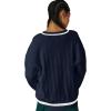 imageAelfric Eden Womens Oversized Cable Knit V Neck Sweaters Oversized Pullover 2025 Fall Fashion OutfitsDark Blue