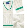 imageAelfric Eden Womens Oversized Cable Knit V Neck Sweaters Oversized Pullover 2025 Fall Fashion OutfitsWhitegreen