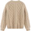 imageAelfric Eden Womens Oversized Sweaters 2025 Cable Knit Chunky Sweater Lantern Sleeve Crewneck Pullover Loose OutfitsBeige