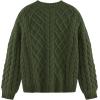 imageAelfric Eden Womens Oversized Sweaters 2025 Cable Knit Chunky Sweater Lantern Sleeve Crewneck Pullover Loose OutfitsGreen