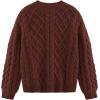 imageAelfric Eden Womens Oversized Sweaters 2025 Cable Knit Chunky Sweater Lantern Sleeve Crewneck Pullover Loose OutfitsRed