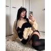 imageAelfric Eden Womens Pullover Sweater Color Blocking Cat Graphic Sweater Casual Soft Warm Fall Winter Knitted TopsApricot