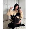 imageAelfric Eden Womens Pullover Sweater Color Blocking Cat Graphic Sweater Casual Soft Warm Fall Winter Knitted TopsApricot