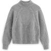 imageAelfric Eden Womens Oversized Cable Knit Fall Sweater Mock Neck Long Sleeve Knit Pullover Sweater Tops 2025Gray
