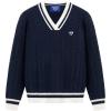 imageAelfric Eden Womens Oversized Cable Knit V Neck Sweaters Oversized Pullover 2025 Fall Fashion OutfitsDark Blue