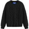 imageAelfric Eden Womens Oversized Sweaters 2025 Cable Knit Chunky Sweater Lantern Sleeve Crewneck Pullover Loose OutfitsBlack