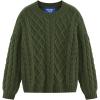 imageAelfric Eden Womens Oversized Sweaters 2025 Cable Knit Chunky Sweater Lantern Sleeve Crewneck Pullover Loose OutfitsGreen