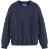 imageAelfric Eden Womens Oversized Sweaters 2025 Cable Knit Chunky Sweater Lantern Sleeve Crewneck Pullover Loose OutfitsNavy Blue
