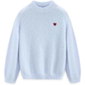 imageAelfric Eden Fuzzy Soft Sweaters Mohair Oversized Solid Sweaters Crewneck Knit Casual Pullover 2025 Trendy OutfitsBlue