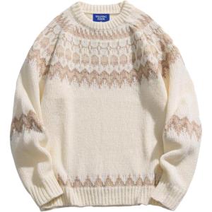 imageAelfric Eden Sweaters Fair Isle Sweater Vintage Soft Warm Casual Knit Pullover Long Sleeve 2024 Trendy OutfitsBeige