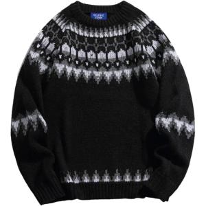 imageAelfric Eden Sweaters Fair Isle Sweater Vintage Soft Warm Casual Knit Pullover Long Sleeve 2024 Trendy OutfitsBlack