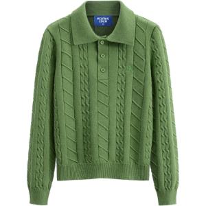 imageAelfric Eden Womens Cable Long Sleeve Sweaters Solid Lapel V Neck Knit Casual Soft Pullover 2025 Fall Fashion OutfitsGreen