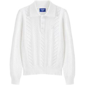 imageAelfric Eden Womens Cable Long Sleeve Sweaters Solid Lapel V Neck Knit Casual Soft Pullover 2025 Fall Fashion OutfitsWhite
