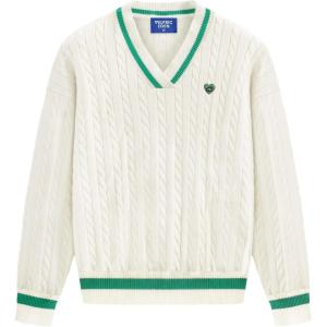 imageAelfric Eden Womens Oversized Cable Knit V Neck Sweaters Oversized Pullover 2025 Fall Fashion OutfitsWhitegreen