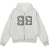 imageAelfric Eden Zip Up Hoodie Women Number Print Graphic Oversized Hoodies Y2K Winter Fleece Lined Jacket CoatGrey