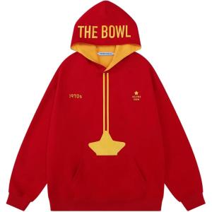 imageAelfric Eden Oversized Graphic Hoodies Unisex City Vintage Hooded Sweatshirt Pullover Streetwear Clothes with PocketRed
