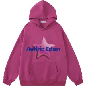 imageAelfric Eden Womens Graphic Hoodies Star Print Hoodie Unisex Y2K Oversized Fashion Hoodies PulloverPurple
