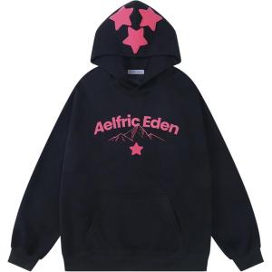 imageAelfric Eden Womens Oversized Hoodies Star Graphic Print Hooded Sweatshirts Long Sleeve Y2k Streetwear Fall Outfits 2025Black
