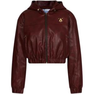 imageAelfric Eden Jackets Cropped Faux Leather Hooded Jacket Vintage Fashion Casual Motorcycle Coats Y2k Dressy OutfitsRed