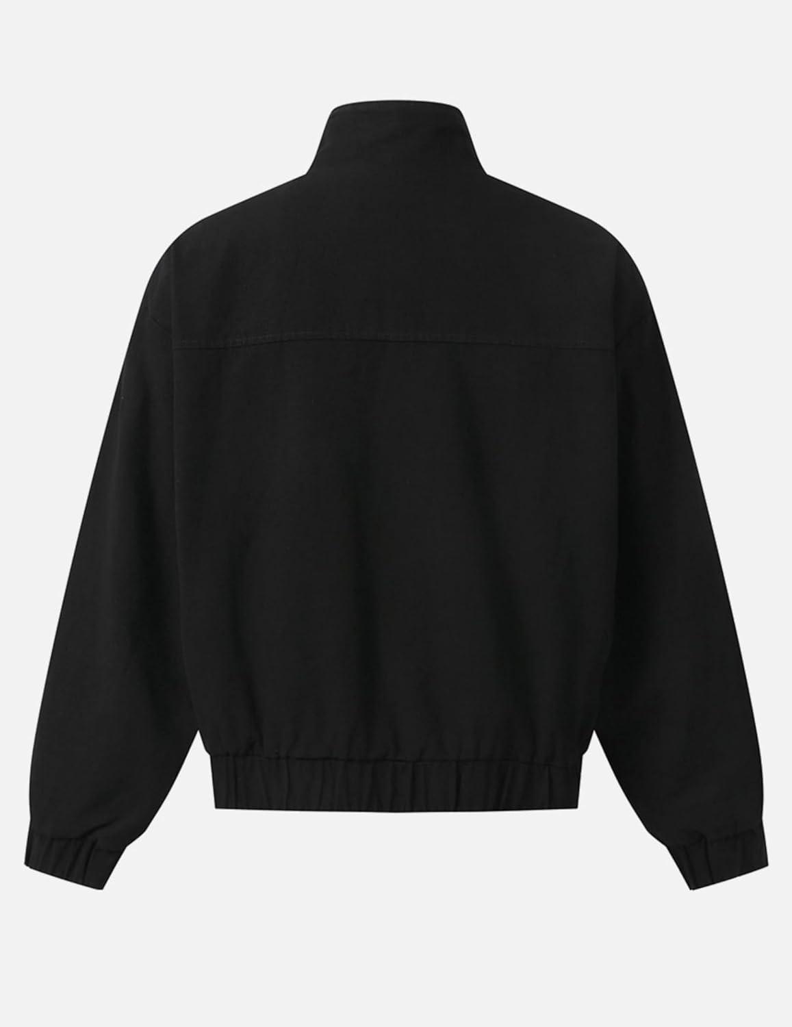 imageAelfric Eden Mens Jackets Metal Button Boxy Jacket Vintage Casual Collared Streetwear Slant Placket Soft Warm CoatsBlack