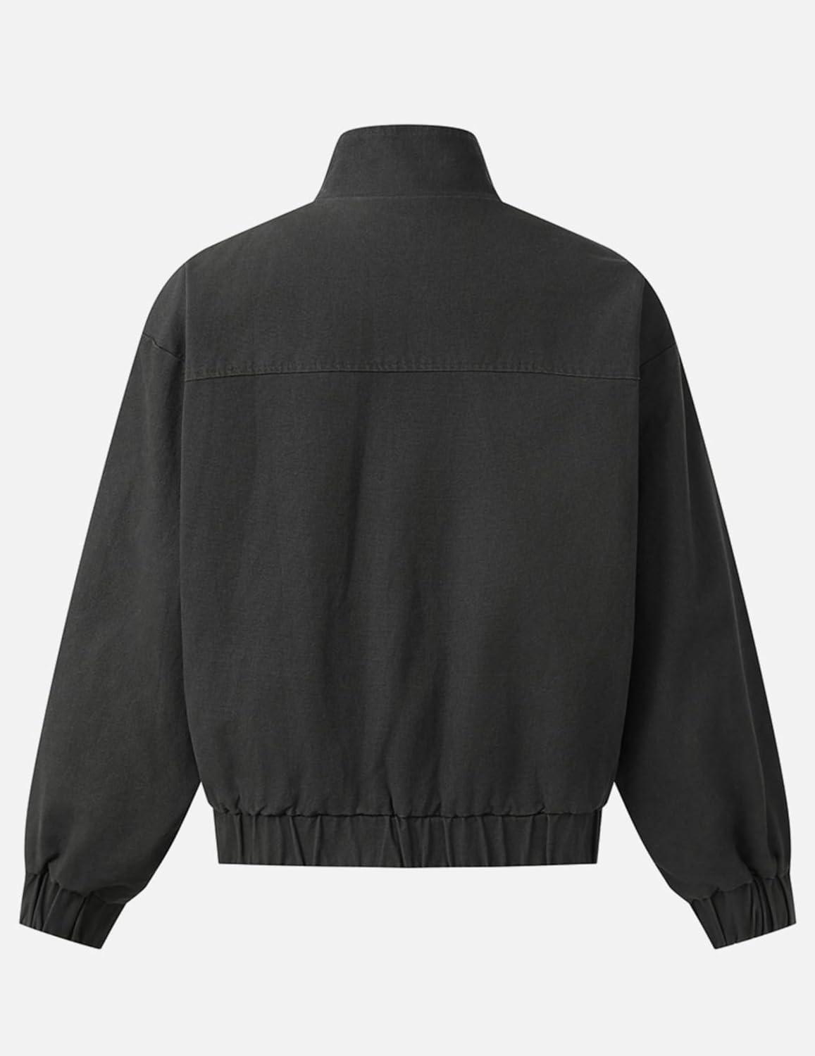 imageAelfric Eden Mens Jackets Metal Button Boxy Jacket Vintage Casual Collared Streetwear Slant Placket Soft Warm CoatsGrey