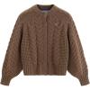 imageAelfric Eden Chunky Cardigan Sweaters for Women Oversized Cable Knit Open Front Cardigans Long Sleeve Crewneck Trendy OutfitsBrown