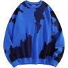 imageAelfric Eden Mens Sweater Camouflage Color Blocking Printed Casual Oversized Sweater PulloverBlue
