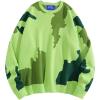 imageAelfric Eden Mens Sweater Camouflage Color Blocking Printed Casual Oversized Sweater PulloverGreen