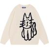 imageAelfric Eden Pullover Sweater Cute Printed Oversized Sweater Fall Winter Couple TopsApricot