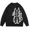 imageAelfric Eden Pullover Sweater Cute Printed Oversized Sweater Fall Winter Couple TopsBlack