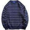 imageAelfric Eden Stripes Oversized Sweater Vintage Knitted Sweaters Long Sleeve Sweater Crewneck Casual Fall PulloverNave Blue