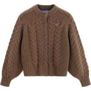 imageAelfric Eden Chunky Cardigan Sweaters for Women Oversized Cable Knit Open Front Cardigans Long Sleeve Crewneck Trendy OutfitsBrown