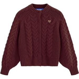 imageAelfric Eden Chunky Cardigan Sweaters for Women Oversized Cable Knit Open Front Cardigans Long Sleeve Crewneck Trendy OutfitsBurgundy