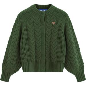 imageAelfric Eden Chunky Cardigan Sweaters for Women Oversized Cable Knit Open Front Cardigans Long Sleeve Crewneck Trendy OutfitsGreen