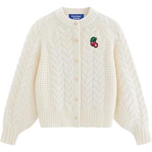 imageAelfric Eden Chunky Cardigan Sweaters for Women Oversized Cable Knit Open Front Cardigans Long Sleeve Crewneck Trendy OutfitsWhite Cherry