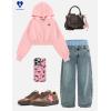 image:imageAelfric Eden Cherry Print Cropped Pullover Hoodie Womens Graphic Y2k Hoodies Tops Casual Streetwear Short Hooded SweatshirtPink
