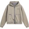 image:imageAelfric Eden Acid Wash Zip Up Hoodie Distressed Boxy Sweatshirt with Raw Edge Pockets Vintage Streetwear JacketGrey