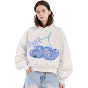 image:imageAelfrc Eden Cherry Graphic Hoodies Unisex Oversized Boxy Pullover Hoodie Cute Long Sleeve Hooded SweatshirtWhite