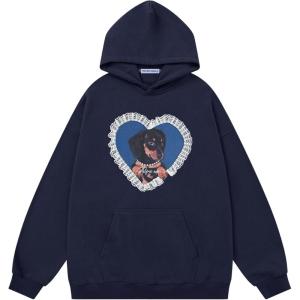 image:imageAelfric Eden Womens Graphic Hoodies Lace Dog Pullover Hoodie Unisex Oversized Y2K Cute Hooded SweatshirtDark Blue