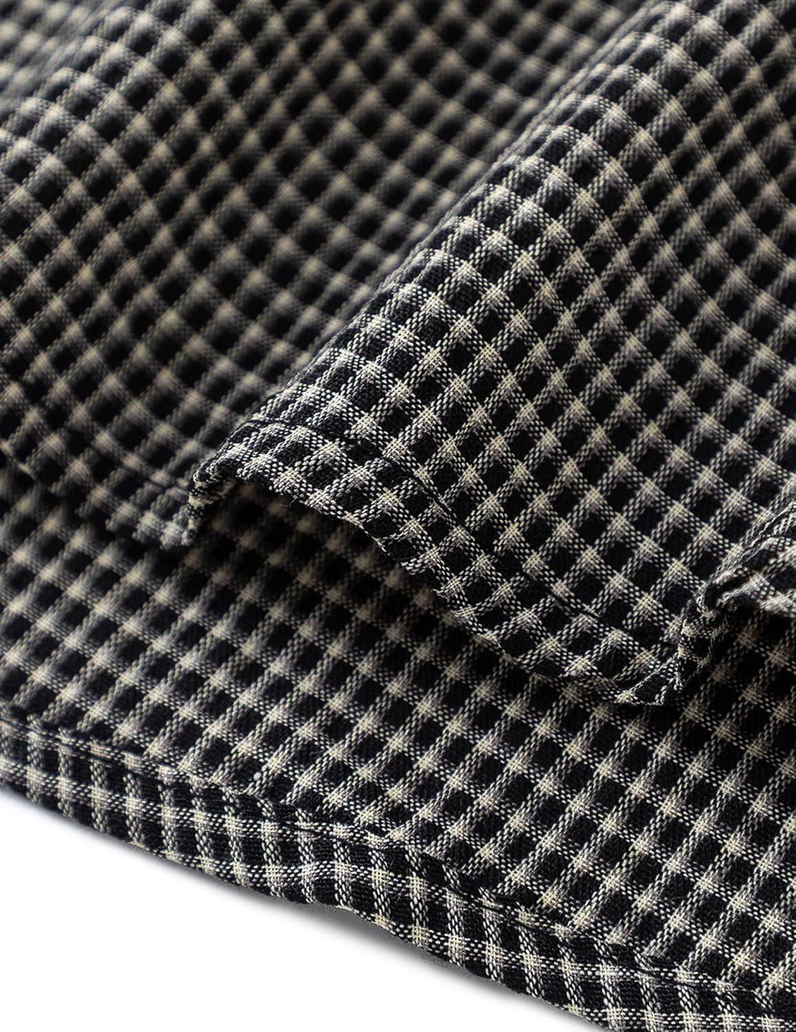 image:imageAelfric Eden Mens Button Down Plaid Shirts Short Sleeve Oversized Polo Tee Lightweight Vintage T Shirts UnisexBlack