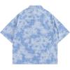 image:imageAelfric Eden Mens Cropped Boxy Button Down Plaid Shirts Washed Polo Tee Short Sleeve Casual Vintage T ShirtsBlue