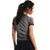 image:imageAelfric Eden Womens Basic T Shirts Summer Tops 2026 Crop Short Sleeve Slim Fit Tee Gradient Color Acid Wash Gym WorkoutBlack