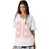 image:imageAelfric Eden Womens Jersey Tshirts Letter Printed Tees V Neck Mesh Short Sleeve Y2k Summer Casual Tops ClothesWhite