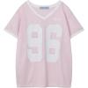 image:imageAelfric Eden Womens Jersey Tshirts Letter Printed Tees V Neck Mesh Short Sleeve Y2k Summer Casual Tops Clothes01 Pink
