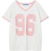 image:imageAelfric Eden Womens Jersey Tshirts Letter Printed Tees V Neck Mesh Short Sleeve Y2k Summer Casual Tops ClothesWhite