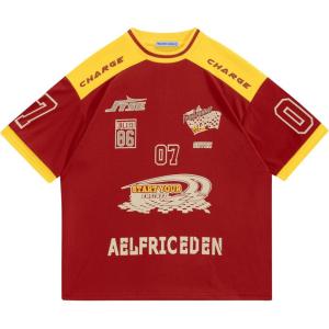image:imageAelfric Eden 90s Oversized T Shirts Unisex Graphic Jersey Printed Casual Tees Streetwear Vintage Summer Top TshirtRed Yellow