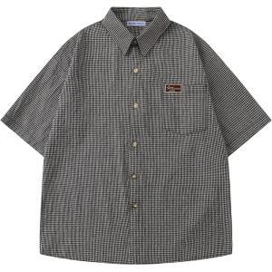 image:imageAelfric Eden Mens Button Down Plaid Shirts Short Sleeve Oversized Polo Tee Lightweight Vintage T Shirts UnisexBlack